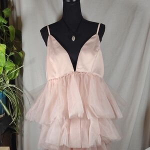 NWT Fashion Nova Blush Ruffle Tier Dress - Size 1X